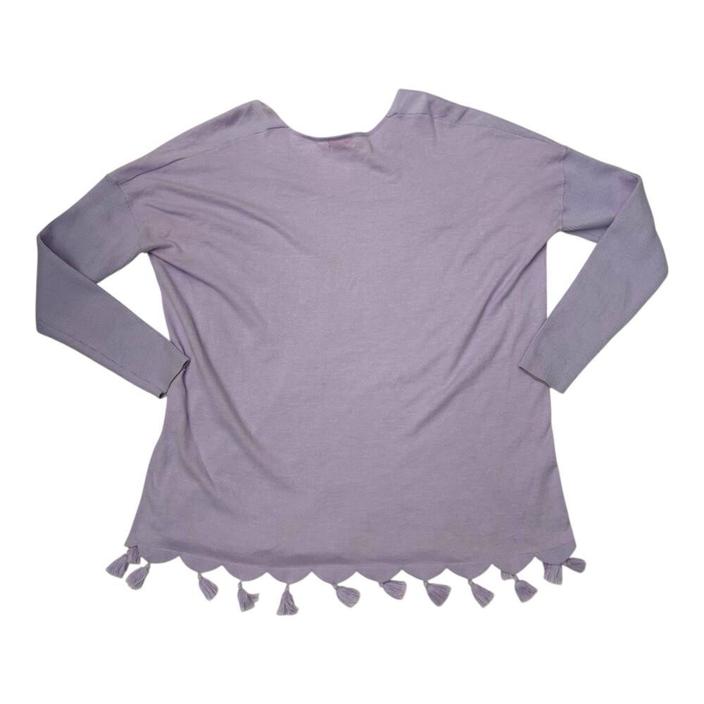Lilly Pulitzer Sz M Martine Lilac Lavender Purple Tassel Oversized Knit Sweater - Picture 6 of 11